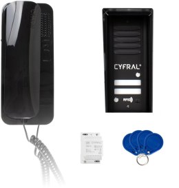 Domofon CYFRAL COSMO 2-lokatorki czarna kaseta czarne unifony