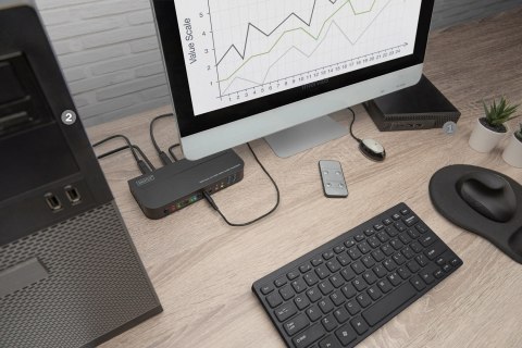 Digitus Przełącznik KVM, 2 x 1 HDMI, wyjście HDMI, USB, 4K x 2K przy 60 Hz