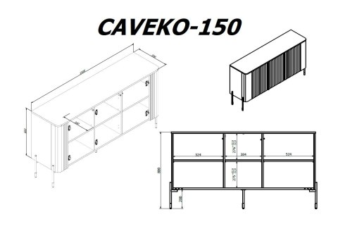 Komoda VERA 150x40x80 kaszmir mat