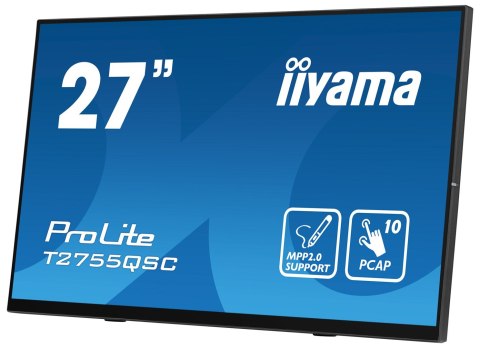 Monitor IIYAMA T2755QSC-B1 27inch LCD Dotykowy Pojemnościowy Bezramkowy Ekran dotykowy 2560x1440 panel IPS