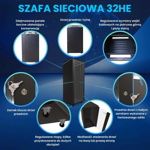 Extralink EXTRALINK SZAFA RACK STOJĄCA 32U 600X1000 CZARNA