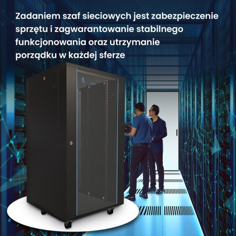 Szafa rack 22U 600x600 Czarna stojąca