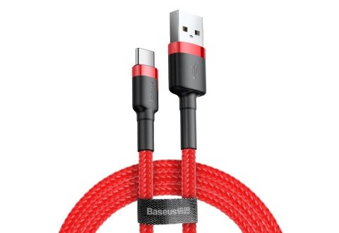Kabel Baseus Cafule CATKLF-C09 (USB 2.0 - USB typu C ; 2m; kolor czarno-czerwony)
