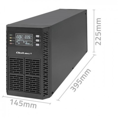 Qoltec 52281 zasilacz UPS Podwójnej konwersji (online) 2 kVA 2000 W 3 x gniazdo sieciowe