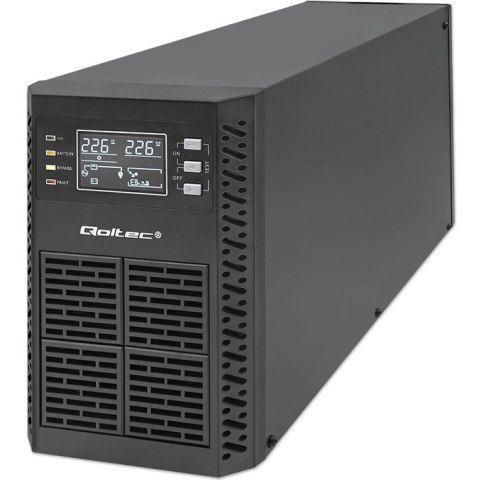 Qoltec 52281 zasilacz UPS Podwójnej konwersji (online) 2 kVA 2000 W 3 x gniazdo sieciowe