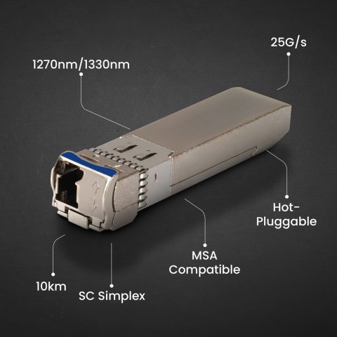 Extralink Extralink Moduł SFP28 WDM SFP28 25G 25Gbps 1270/1330nm, single mode, 10km, LC, DOM, para