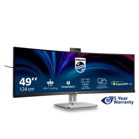 Philips 49B2U6903CH/00 monitor komputerowy 124,5 cm (49") 5120 x 1440 px Dual QHD LCD Szary