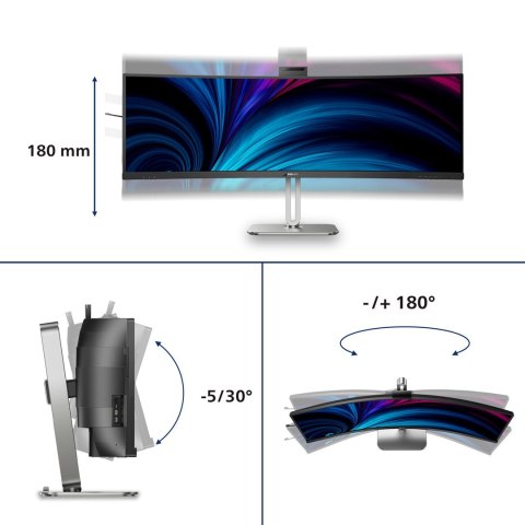 Philips 49B2U6903CH/00 monitor komputerowy 124,5 cm (49") 5120 x 1440 px Dual QHD LCD Szary