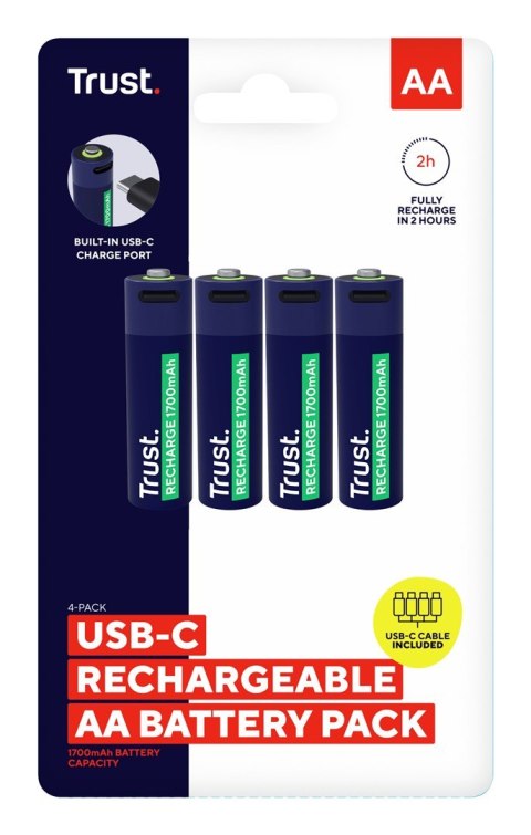 Baterie AA Trust USB-C RECHARGEABLE BATTERIES 4P