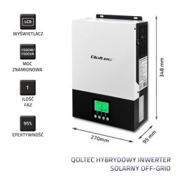 Qoltec Hybrydowy inwerter solarny Off-Grid 2KVA | 1.5kW | 80A | MPPT | Sinus