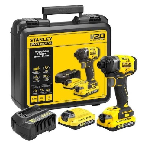 Stanley SFMCF820D2K wkrętak zasilany/zakrętark udarowy 2900 RPM Czarny, Żółty
