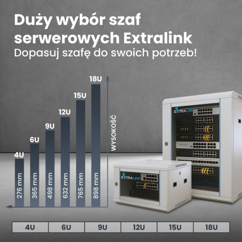 Extralink Szafa rack 9U 600x450 Szara montowana na ścianie