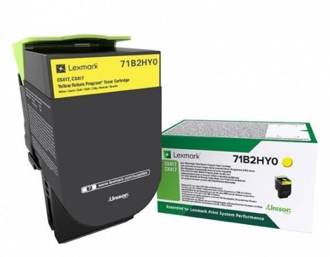 Lexmark 71B2HY0 kaseta z tonerem 1 szt. Oryginalny Żółty
