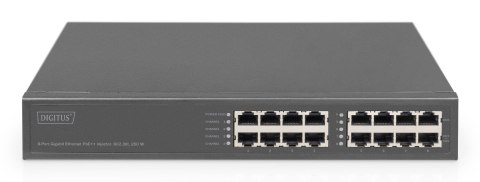 Digitus Injektor 8-portowy Gigabit Ethernet PoE+, 802.3bt, 250 W