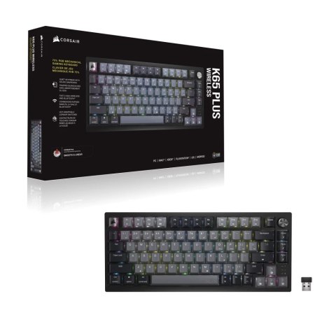 Klawiatura Corsair K65 PLUS | Mechaniczna klawiatura do gier | Bezprzewodowy | Język nordycki | USB typu A | CORSAIR MLX Czerwon