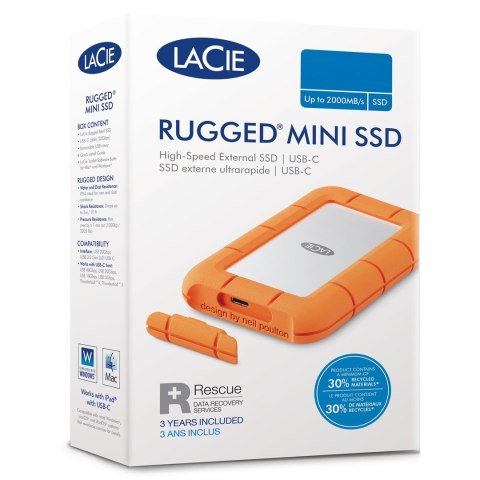LaCie Rugged Mini zewnętrzny dysk twarde 5 TB 3.2 Gen 1 (3.1 Gen 1) Pomarańczowy