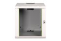Szafa sieciowa wisząca Unique 19" 12U rack 600x600, drzwi szyba, szary, niedzielona, złożona, 100kg