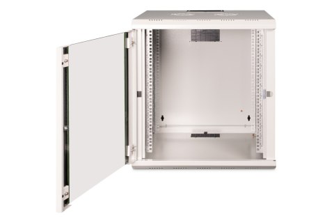 Szafa sieciowa wisząca Unique 19" 12U rack 600x600, drzwi szyba, szary, niedzielona, złożona, 100kg