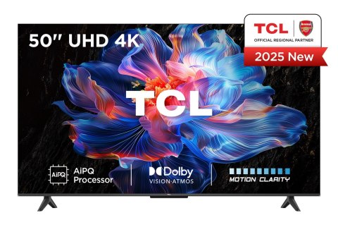 Telewizor TCL LED 4K, 50V6C, 50, Smart TV, Telewizja Google TV, UHD, Czarny