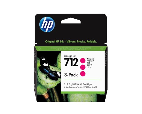 HP Zestaw 3 purpurowych wkładów atramentowych 712 DesignJet 29 ml