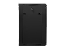 Lanberg Szafa rack 19 cali Wall-Mount 15U/600x450 V2 czarna, drzwi szklane