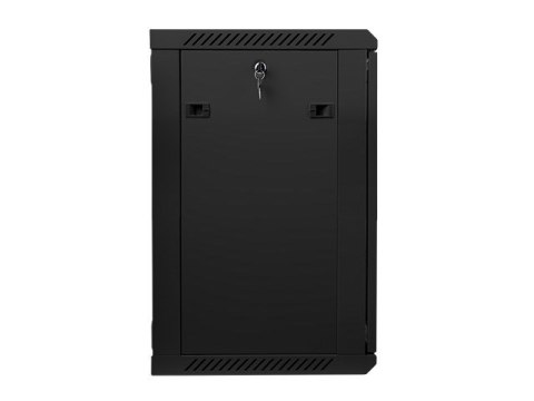 Lanberg Szafa rack 19 cali Wall-Mount 15U/600x450 V2 czarna, drzwi szklane