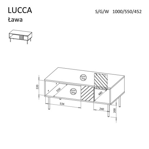 Ława/Stolik LUCCA 100x55x46 kaszmir