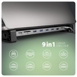 Koncentrator wieloportowy AXAGON HMC-10HLS, 4x USB-A i 2x USB-C, HDMI 4K/60Hz, RJ-45, SD/microSD, PD 100W