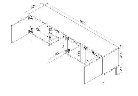 Szafka RTV INSERTO 3D1W 190x40x61,5 czarny + LED
