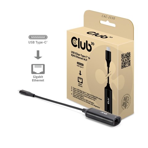 Adapter I/O USB-C do RJ45/M/F CAC-2530 CLUB3D