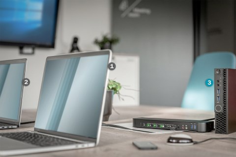 Digitus Przełącznik KVM, 4-portowy, 4K 60 Hz, 4 x DP in, 1 x DP/HDMI out