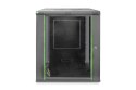 Szafa sieciowa wisząca DYNAmic 19" 16U rack 600x600, drzwi szyba, czarny, niedzielona, złożona, 60kg
