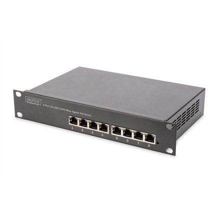 Digitus 10-calowy 8-portowy przełącznik Gigabit Ethernet PoE