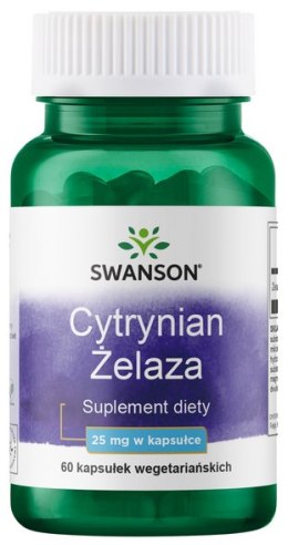 SWANSON Cytrynian Żelaza 25mg, 60 kaps.