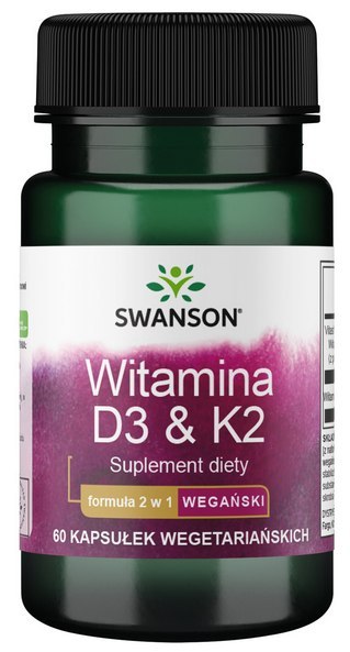 SWANSON Witamina D3 2000 IU & K2 75 mcg 60 vcaps.