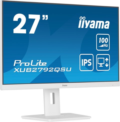Iiyama ProLite XUB2792QSU-W6 monitor komputerowy 68,6 cm (27") 2560 x 1440 px Wide Quad HD LED Biały