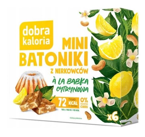 DOBRA KALORIA Mini batoniki a'la babka cytrynowa z nerkowców (6x17g) KUBARA