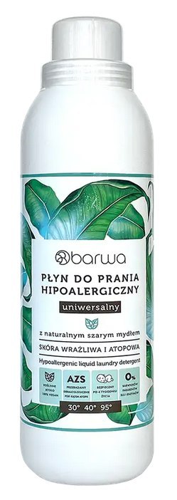 Hipoalergiczny płyn do prania z szarym mydłem 1000ml BARWA