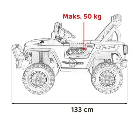 Autko terenowe Geoland Power dla 2 dzieci Biały + Pilot + Silniki 2x200W + Bagażnik + Radio MP3 + LED