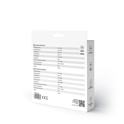 Słuchawki bezprzewodowe, z mikrofonem, ze słuchawkami SAVIO WE-03 (dokanałowe, sportowe; bezprzewodowe, Bluetooth; z wbudowanym